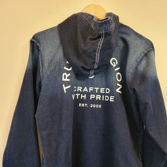 True Religion Men's Sweatshirt XL/TG Crafted With Pride Zip Hoodie Indigo Blue - Picture 11 of 15